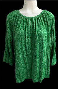 NWT Michael Kors Womens Small Sprin Green Off The Shoulder Top 3/4 Sleeve Shirt - Picture 1 of 8