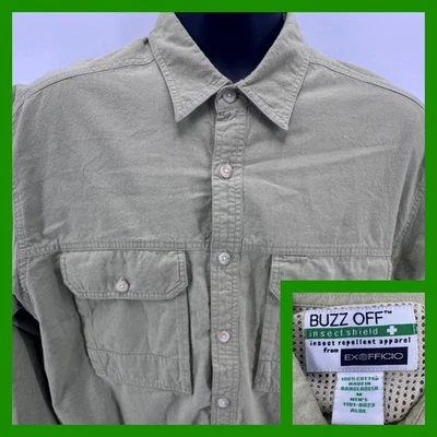 ExOfficio Buzz Off Insect Shield Long Sleeve Button Up Shirt Men's M Green - Image 1 of 4