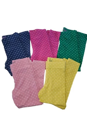 Mini Boden Niñas Leggings Talla 4-5 Lote De 6 Lunares Azul, Rosa, Amarillo, Verde Foto 1 de 4