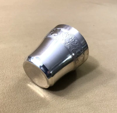 belle timbale en argent massif MINERVE décor LOUIS XV 6,4 cm ( verre gobelet ) - Photo 1/4