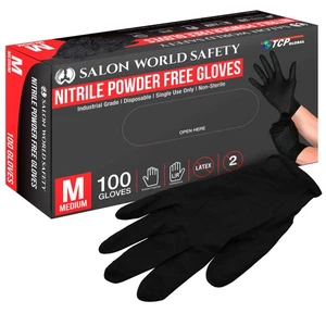 Schwarze Nitril Einweghandschuhe, Box mit 100, mittel, 4 mil dick - latexfrei - Bild 1 von 5
