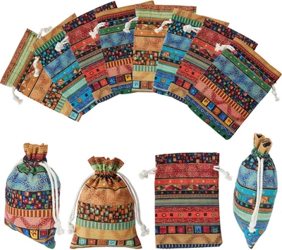 Paquete de 28 bolsas de monedas de joyería de caramelo egipcio estampado azteca cordón bolsa de regalo olla Foto 1 de 4