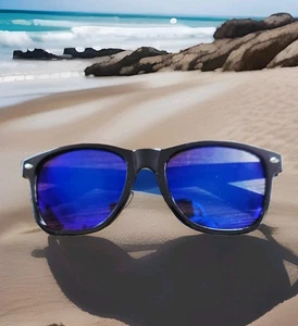Retro Blue Purple Mirror Sunglasses – Vintage Vibe – Unisex Fashion Eyewear - Picture 1 of 2
