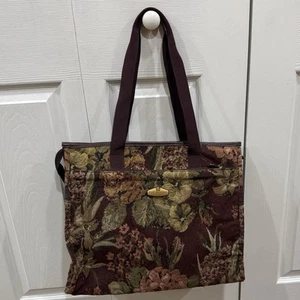 Vtg Ricardo Beverly Hills Floral Tapestry Carry On Tote 16”x13”x5.5” NWOT - Picture 1 of 12