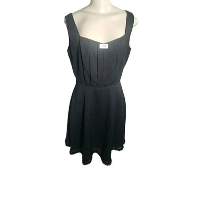 Tahari Petite Black Sleeveless Dress Polka Dot  Lined Size 8P Pleated Top - Image 1 of 4