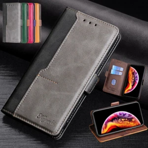 Luxury Genuine Leather Case For Motorola MOTO G04 G14 G15 G34 G54 G75 Cover Slot - Picture 1 of 18