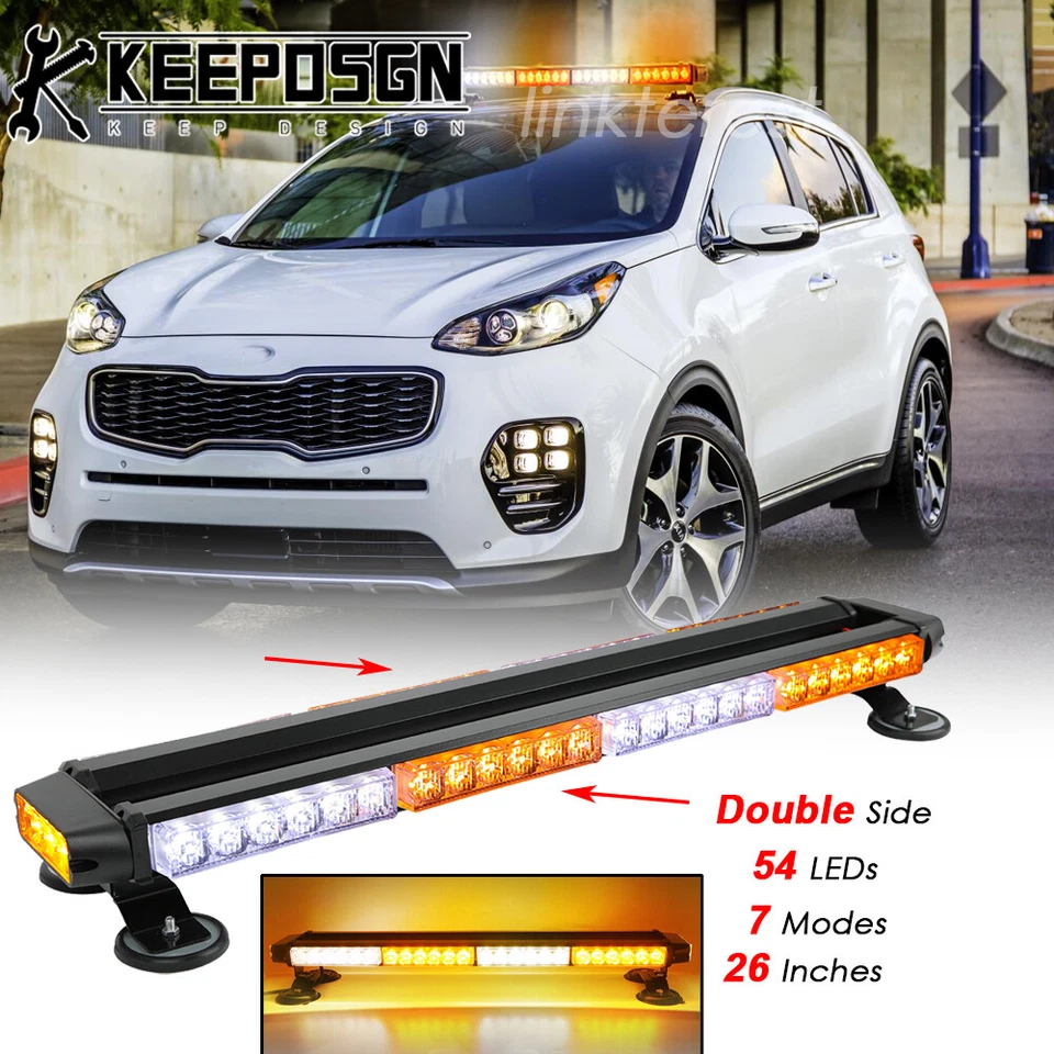 For Kia Sportage 26'' LED Rooftop Warning Emergency Strobe Lights White Amber Foto 1 de 4