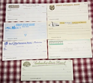 Lot of (7) Antique Bank Checks - Plainview, Columbus, Lockney, Texas ~ SP201 - Picture 1 of 1