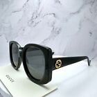 Gucci Black Sunglasses 100% Authentic Oversized Runway Gold Gg Logo 53-22-145mm