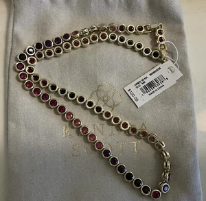 Kendra Scott Carmen Ruby Crystal Tennis Gold Necklace NWT - Picture 1 of 5