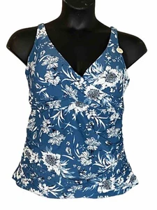 Top Tankini ArTeSanDs Fleur Du Champ Delacroix Cross Front US 14 Cerulean nuovo con etichette - Foto 1 di 8