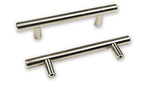 T- Bar Cabinet Handle - Brushed Stainless Steel Finish - 3.5 In Center To Center