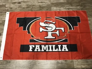San Francisco 49ers Familia Flag 3' x 5' Banner Quest For 6 Red Bandanna HUELGA - Picture 1 of 3