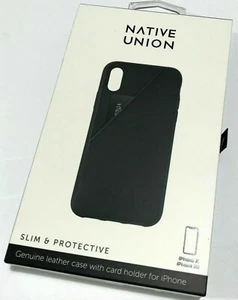 Native Union Leather Case for iPhone X / XS - Luxury Anti-NFC Clic Card - BLACK - Picture 1 of 7