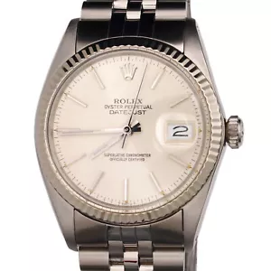 Orologio da uomo Rolex Datejust in acciaio inox 18K lunetta oro bianco quadrante argento 16014 - Foto 1 di 9