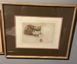 Seltene entzückende Vintage Judith Hall "The Yarn Spinner" gerahmt 21"x 25" - Bild 1 von 6