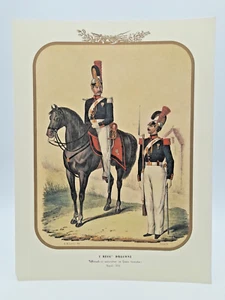 1° Reggimento Dragoni Ufficiale e Individuo in Gran Tenuta Napoli 1854 stampa - Picture 1 of 1