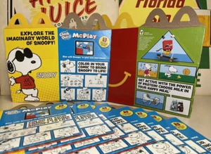Lote de 5 cajas/cartones de McDonald's 2018 Snoopy/Peanuts Happy Meal Nuevo de lote antiguo sin usar - Imagen 1 de 1