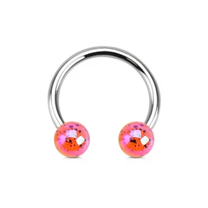 Pair of Acrylic Ball Horseshoe Circular Barbells Ring Septum Tragus Lip Piercing - Picture 1 of 8