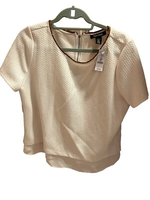 White House Black Market Leather Trim Boxy Top Size XL NEW WITH TAGS - Image 1 of 3