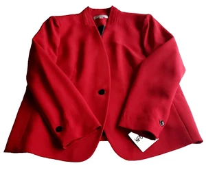 Blazer Jacket Women’s Red Polyester 16 Lined 1 Button John Meyer Collection - Picture 1 of 8