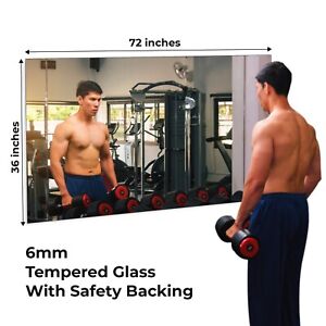 36x72 Home Fitnesss Gym Mirror w/ Wall Mount Clear Tempered Glass HD Reflection