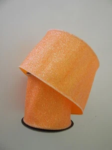 Orange Sugar Wire Edge Ribbon 4" x 10 yards d stevens Spring Easter Wreaths - Picture 1 of 1