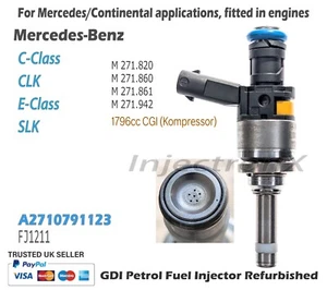GDI Fuel Injector A2710791123 for Mercedes-Benz C-Class E-Class SLK CLK  1.8 CGI - Picture 1 of 2