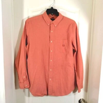 Chaps Mens Large Orange Button Down Dress Shirt Long Sleeve Pocket  - Image 1 of 4