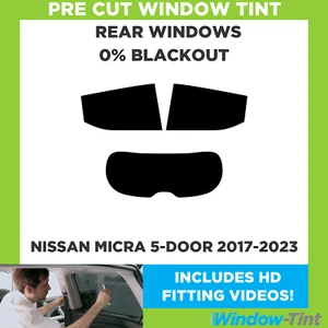 Pour Nissan Micra 5-door 2017-2023 Pré Coupe Vitre Teintée Arrière 0% Panne Film - Picture 1 of 10