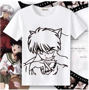 InuYasha Cosplay Anime Manga T-Shirt Shirt Weiß Kostüme Polyester Neu - Picture 1 of 2