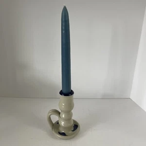Vtg Colonial Williamsburg Pottery Salt Glaze Taper Candlestick Holder 4.75" - Imagen 1 de 9