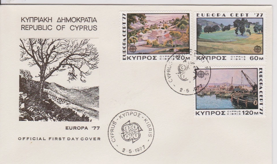 CYPRUS 1977 CEPT/Europa '77/Paintings/Art & Artist SG 482-484 FDC COMMUNICATIONS - Image 1 of 1