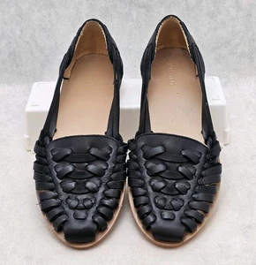 Sandalias planas de cuero negras tejidas sin cordones Nisolo Huarache para mujer - talla 6 - Imagen 1 de 9