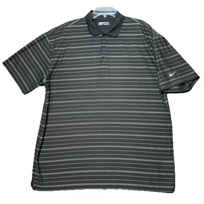 Polo a rayas negras Nike GOLF Dri-Fit para hombre XXL 2XL manga corta 100 % poliéster Foto 1 de 4