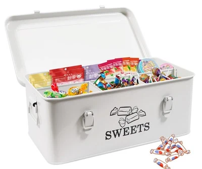 Caja de almacenamiento de dulces - Tarro de metal, 4 compartimentos, contenedor de alimentos, bocadillo y galletas... Foto 1 de 4