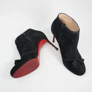 Christian Louboutin Short Boots Shoes EU 36 US 6 Suede Black Authentic - Picture 1 of 24