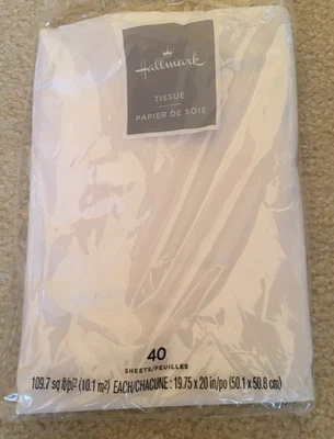 Hallmark Solid White Tissue Paper 40 Sheets (19.75" x 20") - BRAND NEW SEALED - Image 1 of 2