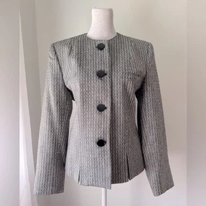 Vintage ‘90s J. Gallery Black & White Textured Collarless Blazer - Picture 1 of 6