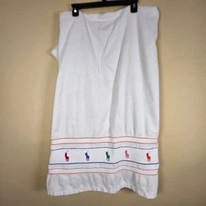 Telo mare Ralph Lauren bianco colorato logo pony cotone morbido panno spugna - Foto 1 di 11