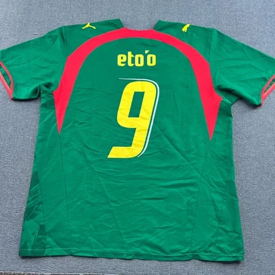 Camisa masculina grande verde Puma Camarões 2006 2008 Samuel ETO'O Home Football - Imagem 1 de 4