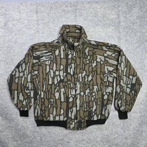 VINTAGE SafTBak Fleece Pullover Uomo XL Albero Corteccia Mimetico Mezza Zip Made USA Anni 90 - Foto 1 di 9