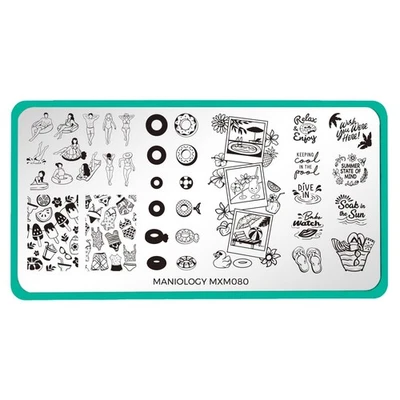 Pool Party Swim Club Maniology MXM080 Nail Stamp Plate Summer Swim Bathing Suit Foto 1 de 4