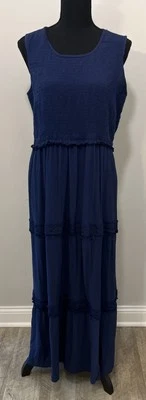 Maxi Vestido Sol Colección NY Para Mujer Pequeño Talla XL Azul Calado Sin Mangas Foto 1 de 4