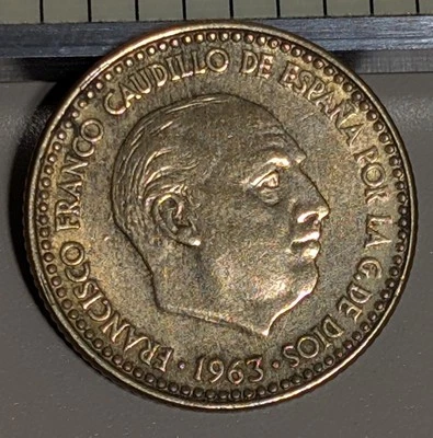 1963 (⭐19⭐64) Spain 1 Peseta Circulated KM# 775 - Image 1 of 4