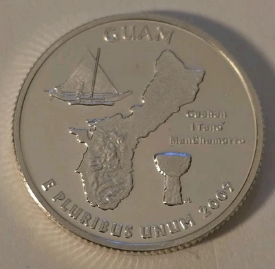 2009 S Guam 90% SILVER Quarter Proof Gem Deep Cameo US Coin - Image 1 of 2