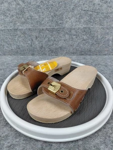 Sandali da donna vintage Dr Scholls in legno per esercizi taglia 5 marroni - Foto 1 di 13