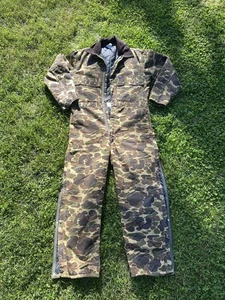 Vtg Carhartt Coveralls Duck Camouflage 44R Union USA Insulated RQ103 - Picture 1 of 7