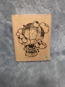 Wood Mountain Rubber Stamp Dots 1989 N119 Balloon Bears - Picture 1 of 6