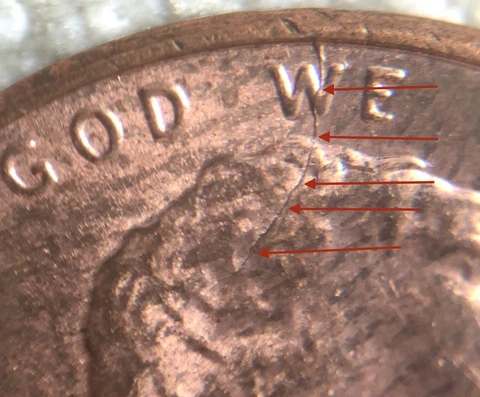 2015 P LINCOLN CENT DIE CRACK - CRACKED SKULL SPIKED SKULL Cover